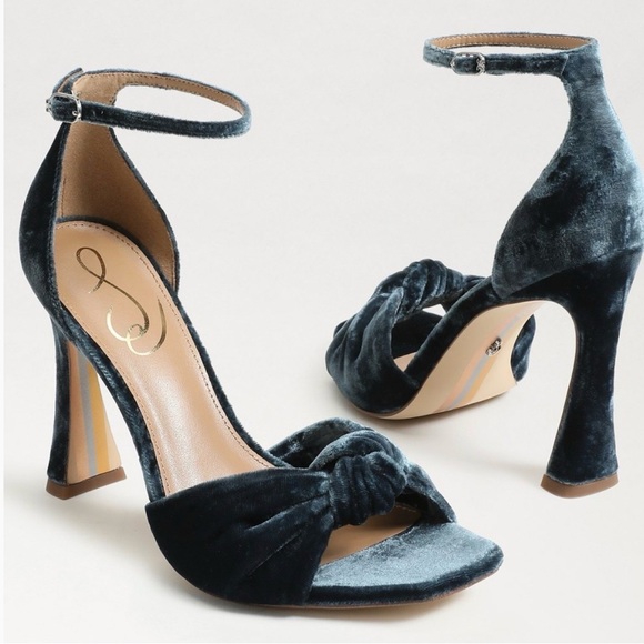 Sam Edelman Velvet Ankle Strap Heels - Dark Blue . Size 9 - Picture 2 of 8